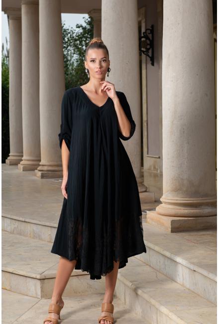 Сукня з мереживною вставкою та кишенями 5070-F-black-C